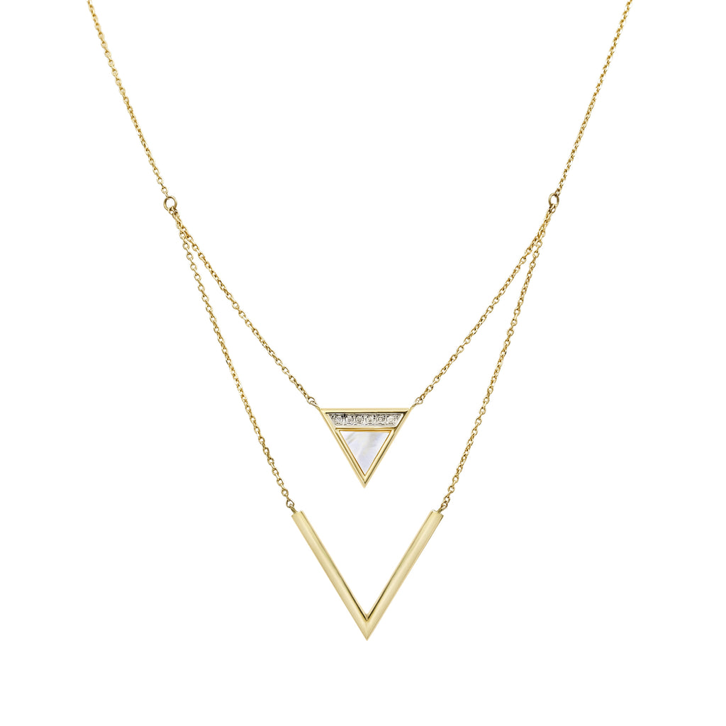 Double Triangle Mother-of-Pearl Diamond Pendant