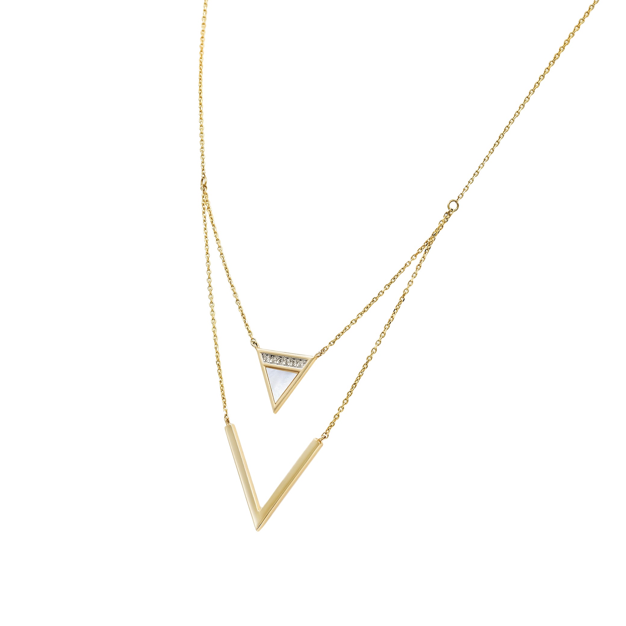 Double Triangle Mother-of-Pearl Diamond Pendant