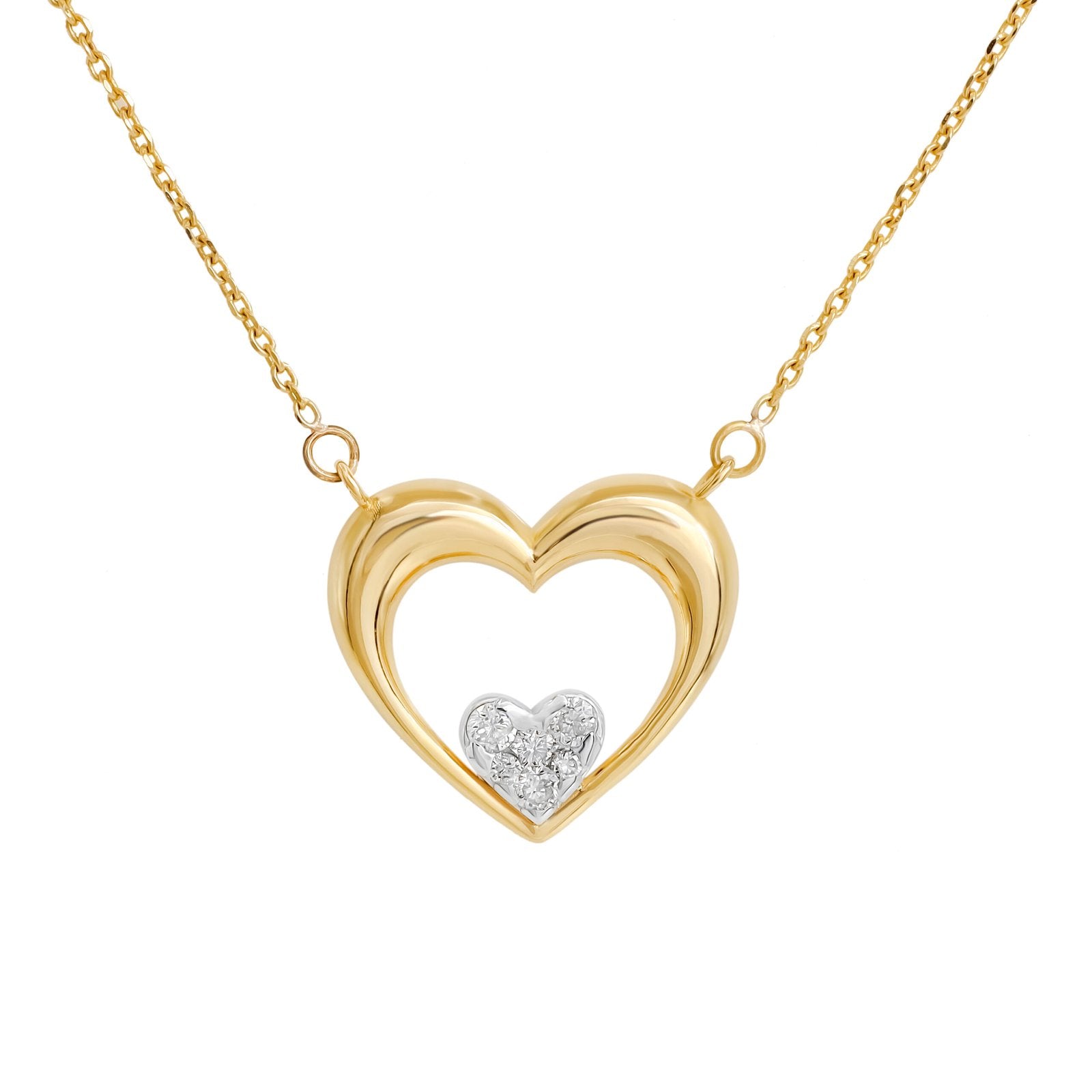 Nested Heart Diamond Pendant