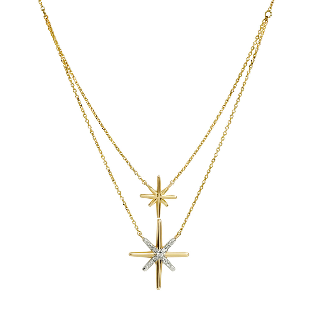 Double Starburst Diamond Pendant