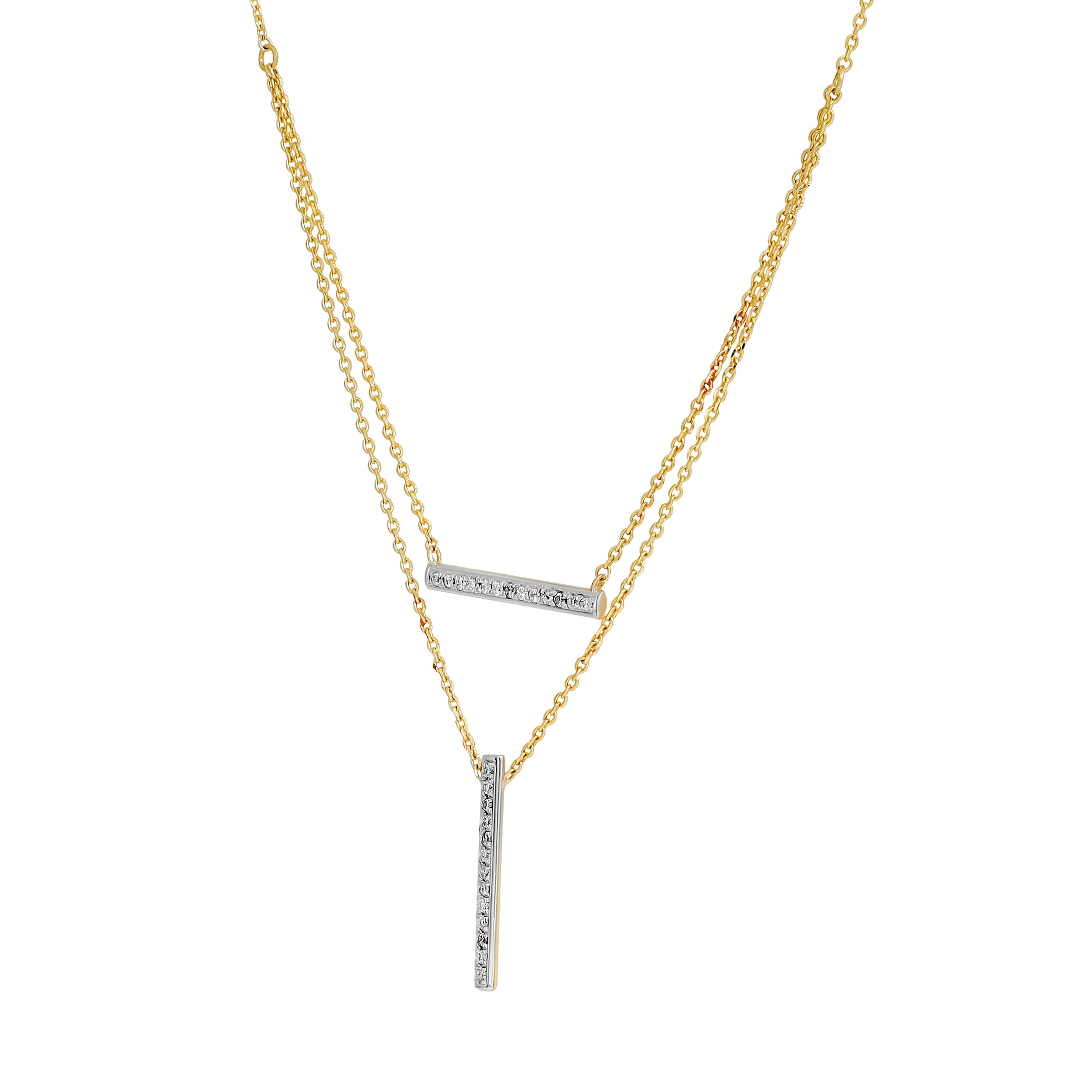 Layered Linear Diamond Pendant