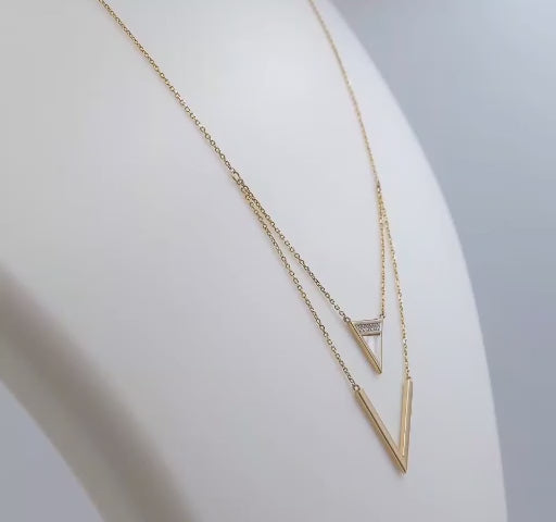 Double Triangle Mother-of-Pearl Diamond Pendant